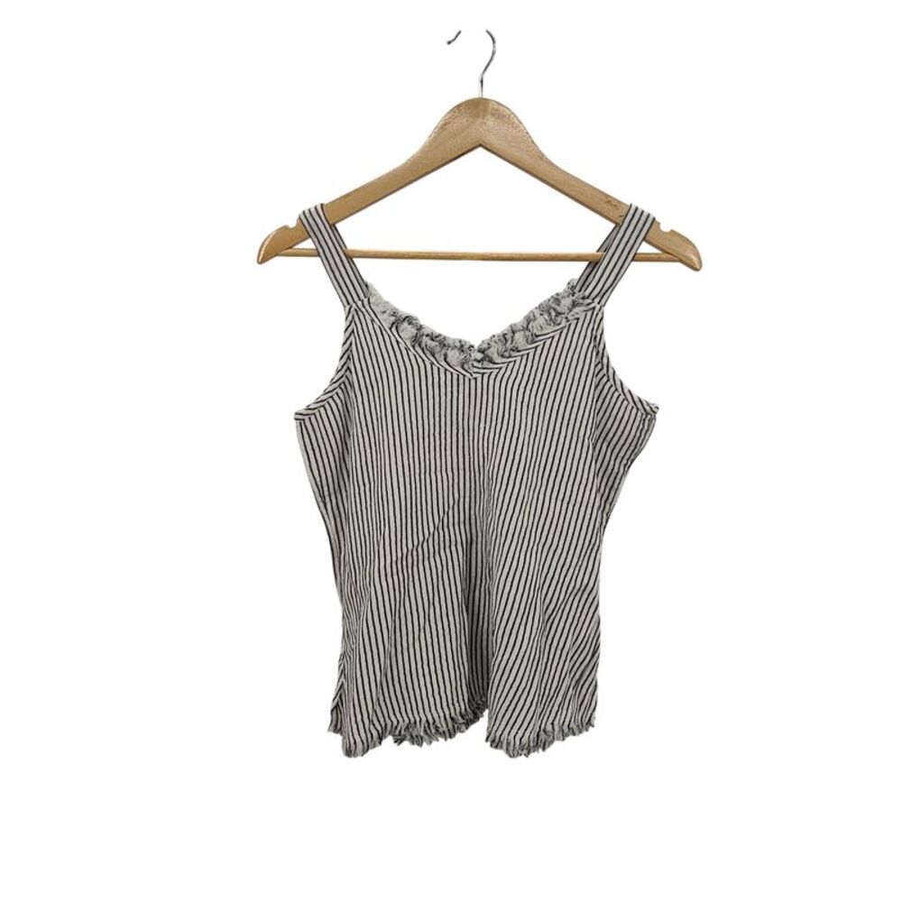 Niczoe Women Pin Stripe Gauze Tank Top Blue XS